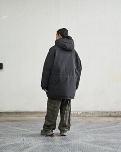 フレッシュサービス メンズ ロングフーデッドダウンコート 画像5