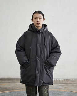 フレッシュサービス メンズ ロングフーデッドダウンコート 画像2