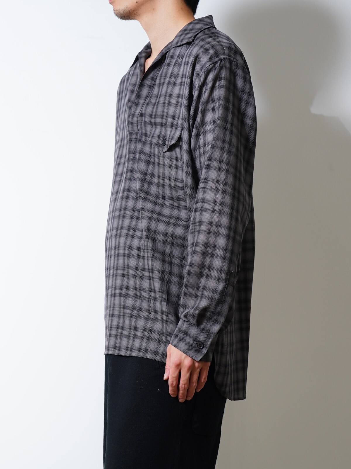 ULTERIOR MENS SUPER LIGHT FADED CHECK SKIPPER SHIRT IMAGE13