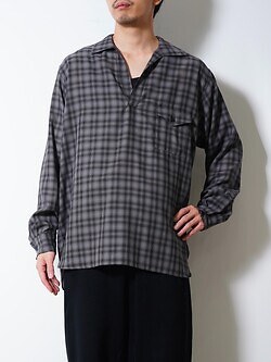 ULTERIOR MENS SUPER LIGHT FADED CHECK SKIPPER SHIRT IMAGE12