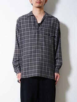 ULTERIOR MENS SUPER LIGHT FADED CHECK SKIPPER SHIRT IMAGE9