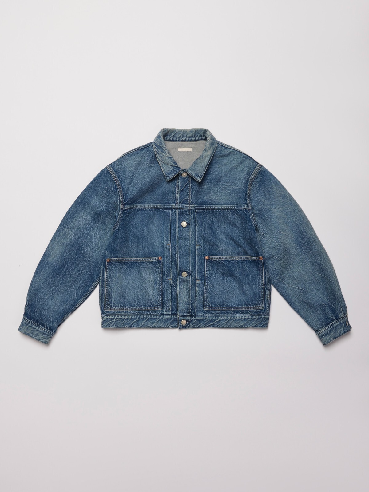 ULTERIOR 女士 & 男士 VINTAGE WASHED SELVEDGE DENIM PLEATED JKT 圖片1