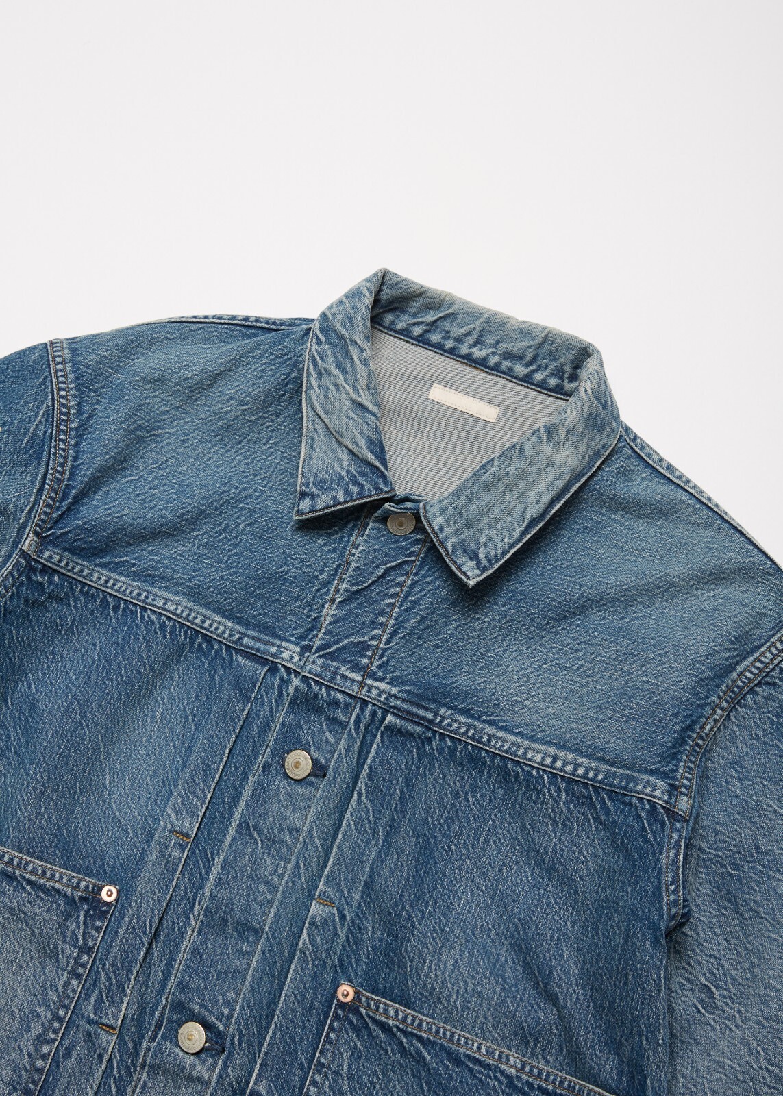 ULTERIOR 女士 & 男士 VINTAGE WASHED SELVEDGE DENIM PLEATED JKT 圖片3