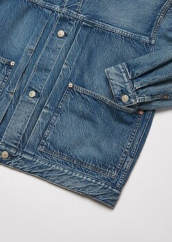 ULTERIOR 女士 & 男士 VINTAGE WASHED SELVEDGE DENIM PLEATED JKT 圖片4