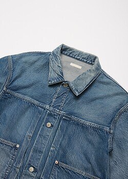 ULTERIOR 女士 & 男士 VINTAGE WASHED SELVEDGE DENIM PLEATED JKT 圖片3