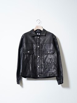 YOKE 女裝 & 男裝 Leather Trucker Jacket 圖片1
