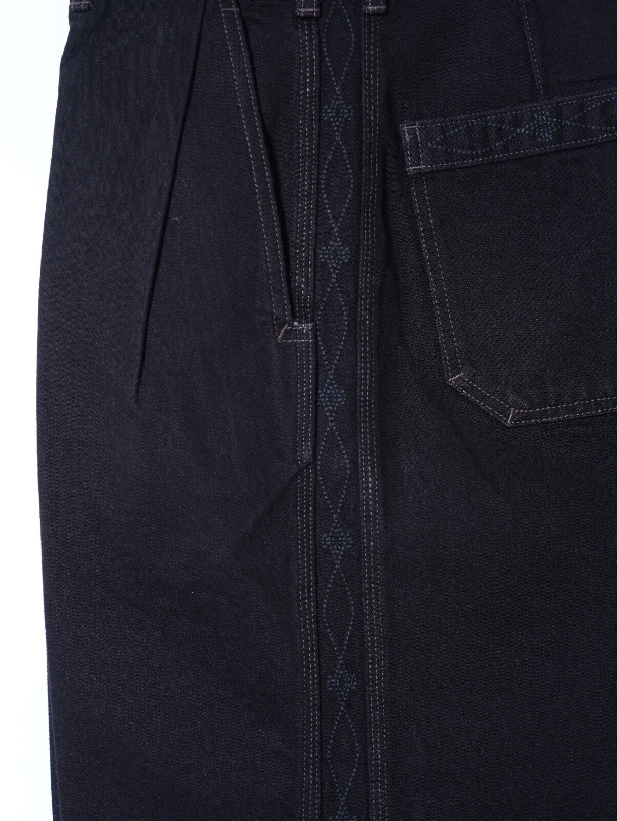 SARTO MENS DENIM EMBROIDERY TUCKED WIDE TROUSERS IMAGE19