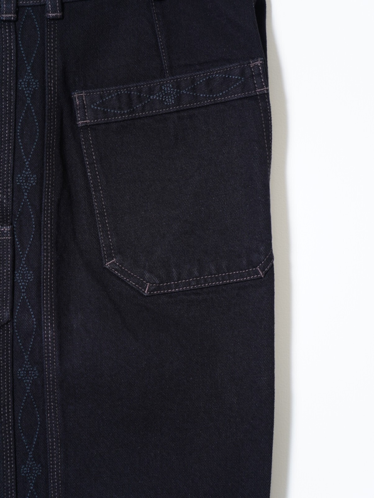 SARTO MENS DENIM EMBROIDERY TUCKED WIDE TROUSERS IMAGE20