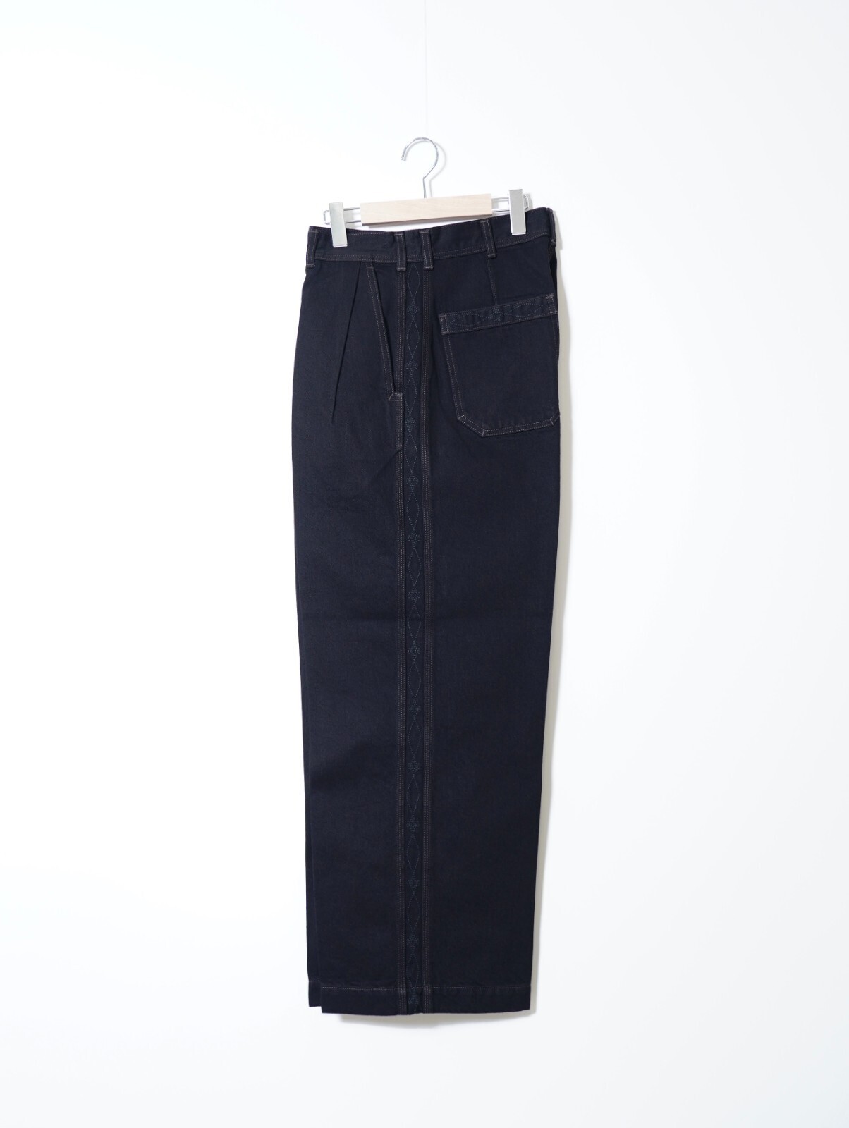 SARTO MENS DENIM EMBROIDERY TUCKED WIDE TROUSERS IMAGE14