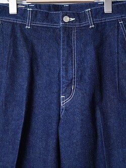 SARTO MENS DENIM EMBROIDERY TUCKED WIDE TROUSERS IMAGE4