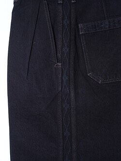 SARTO MENS DENIM EMBROIDERY TUCKED WIDE TROUSERS IMAGE19