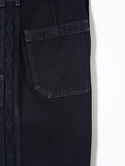 SARTO MENS DENIM EMBROIDERY TUCKED WIDE TROUSERS IMAGE20