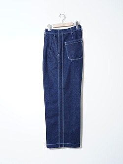 SARTO MENS DENIM EMBROIDERY TUCKED WIDE TROUSERS IMAGE3
