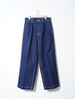SARTO MENS DENIM EMBROIDERY TUCKED WIDE TROUSERS IMAGE1
