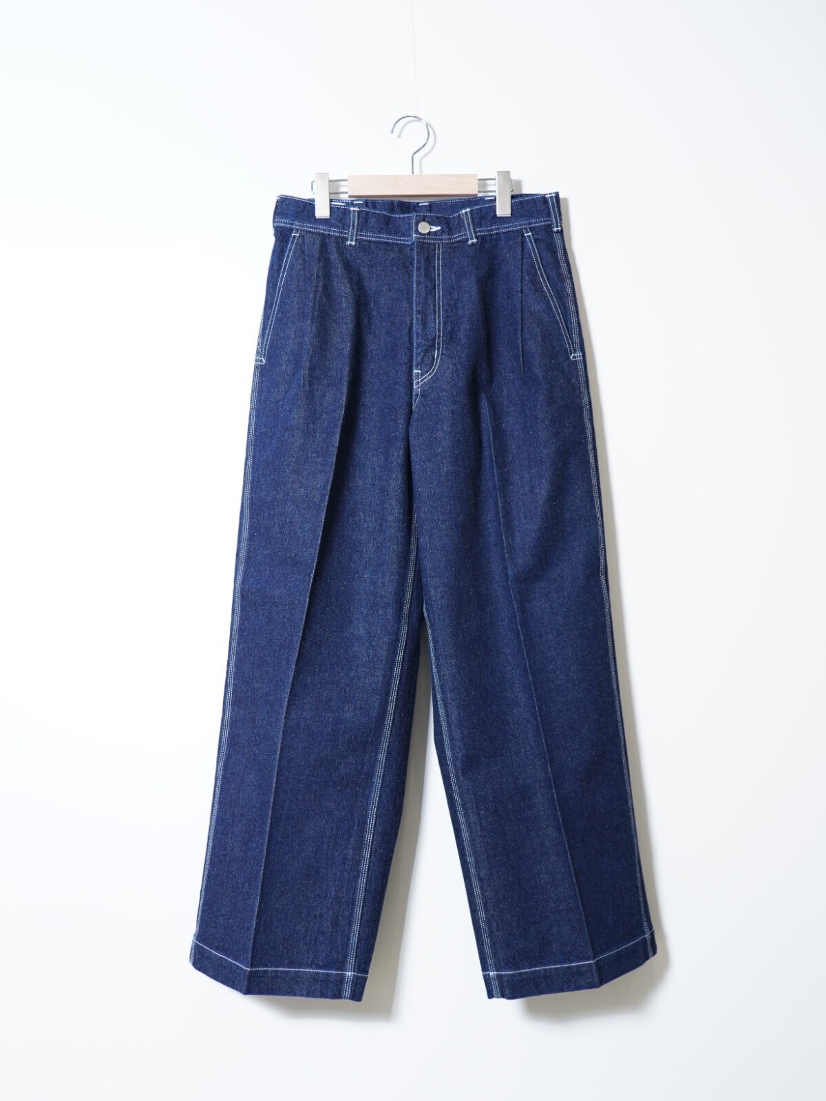 SARTO MENS DENIM EMBROIDERY TUCKED WIDE TROUSERS IMAGE1