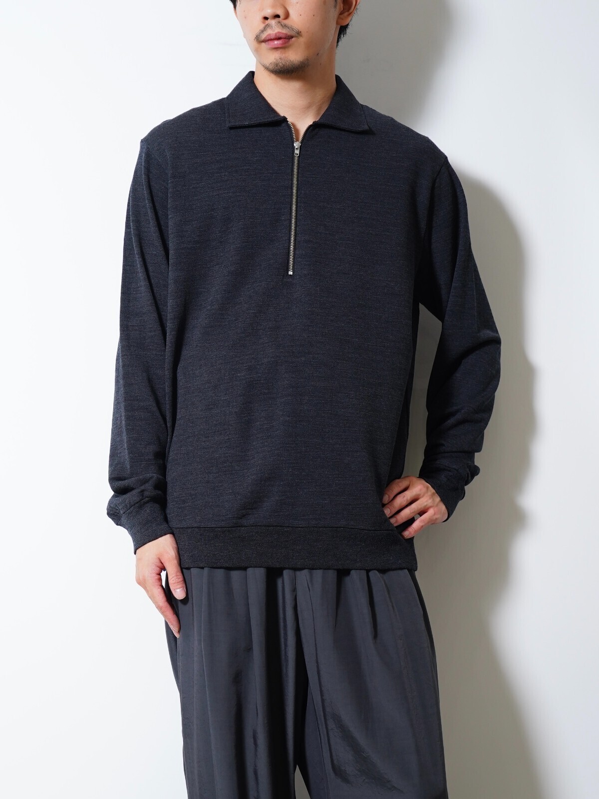 Product Twelve 남성 Super 140's Melino Wool Half Zip 写真4