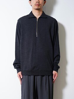 プロダクトトゥエルブ(Product Twelve) 남성 Super 140's Melino Wool Half Zip charcoal 2