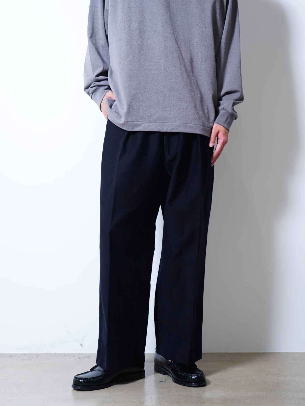 nonnotte 男裝 Elastic In-Tuck Wide Tapered Trousers 写真9