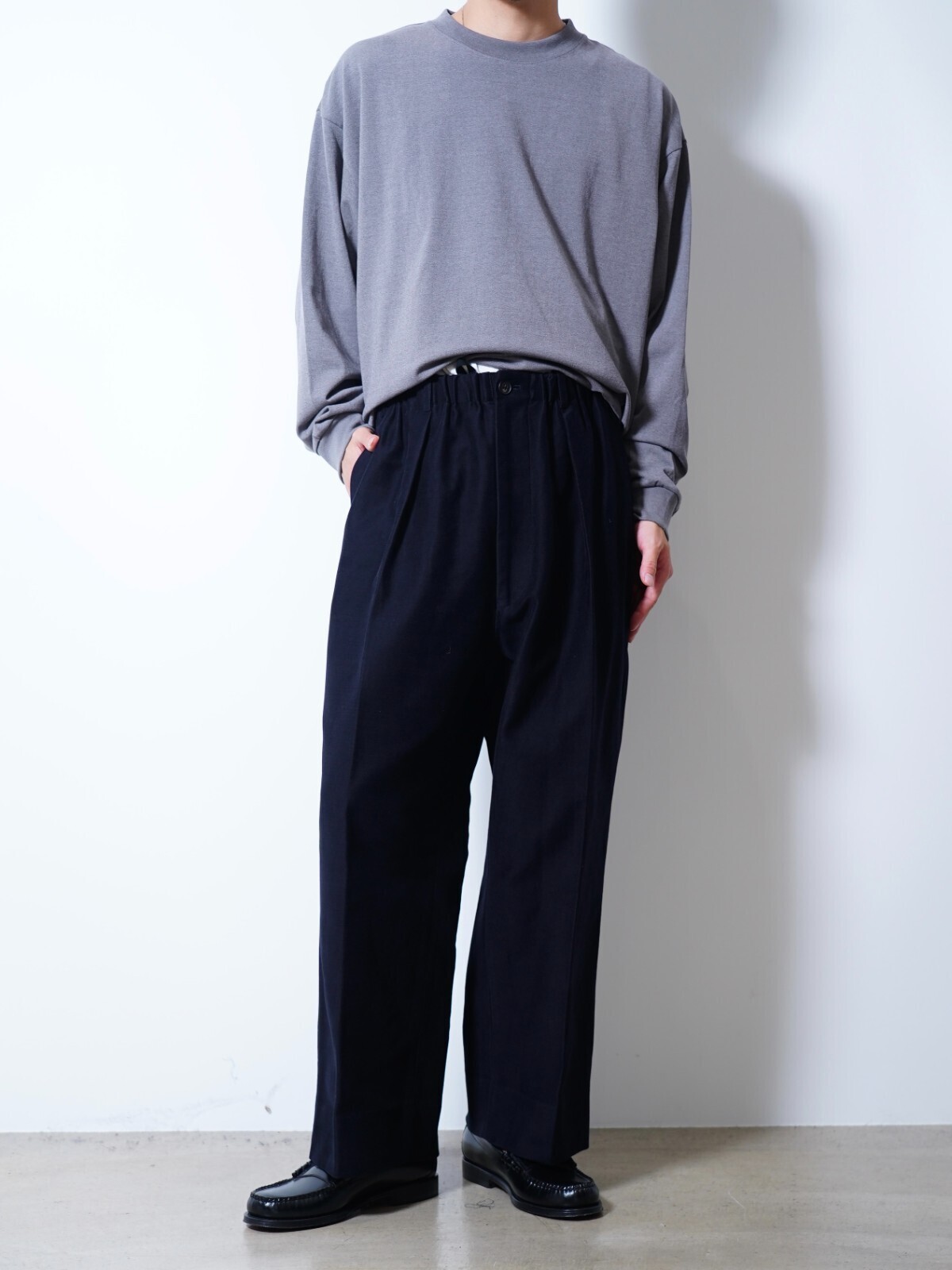 nonnotte 男裝 Elastic In-Tuck Wide Tapered Trousers 写真13