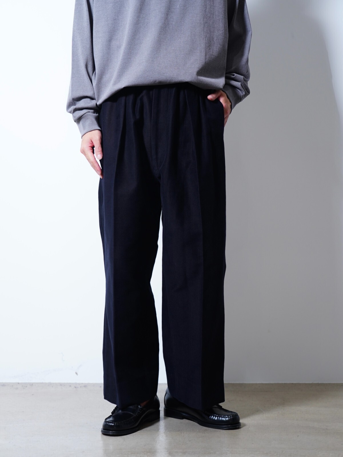 nonnotte 男裝 Elastic In-Tuck Wide Tapered Trousers 写真12