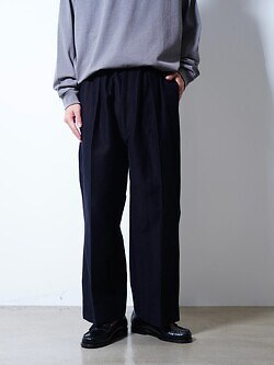nonnotte 男裝 Elastic In-Tuck Wide Tapered Trousers 写真12