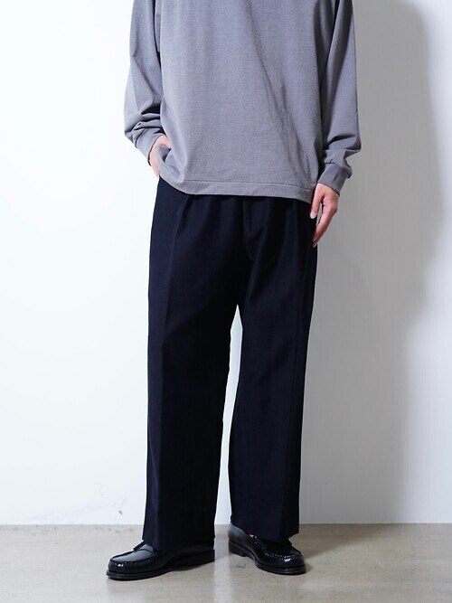 Elastic In-Tuck Wide Tapered Trousers｜nonnotte 男裝