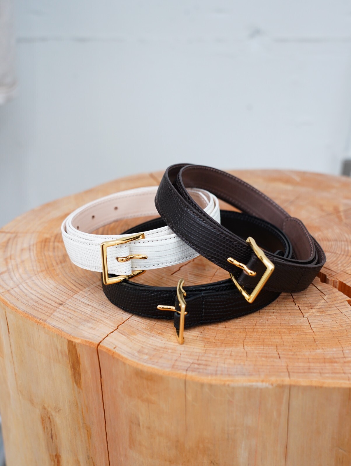 BISOWN WOMENS & MENS LIZARD CLASSIC SQUARE BELT 写真1
