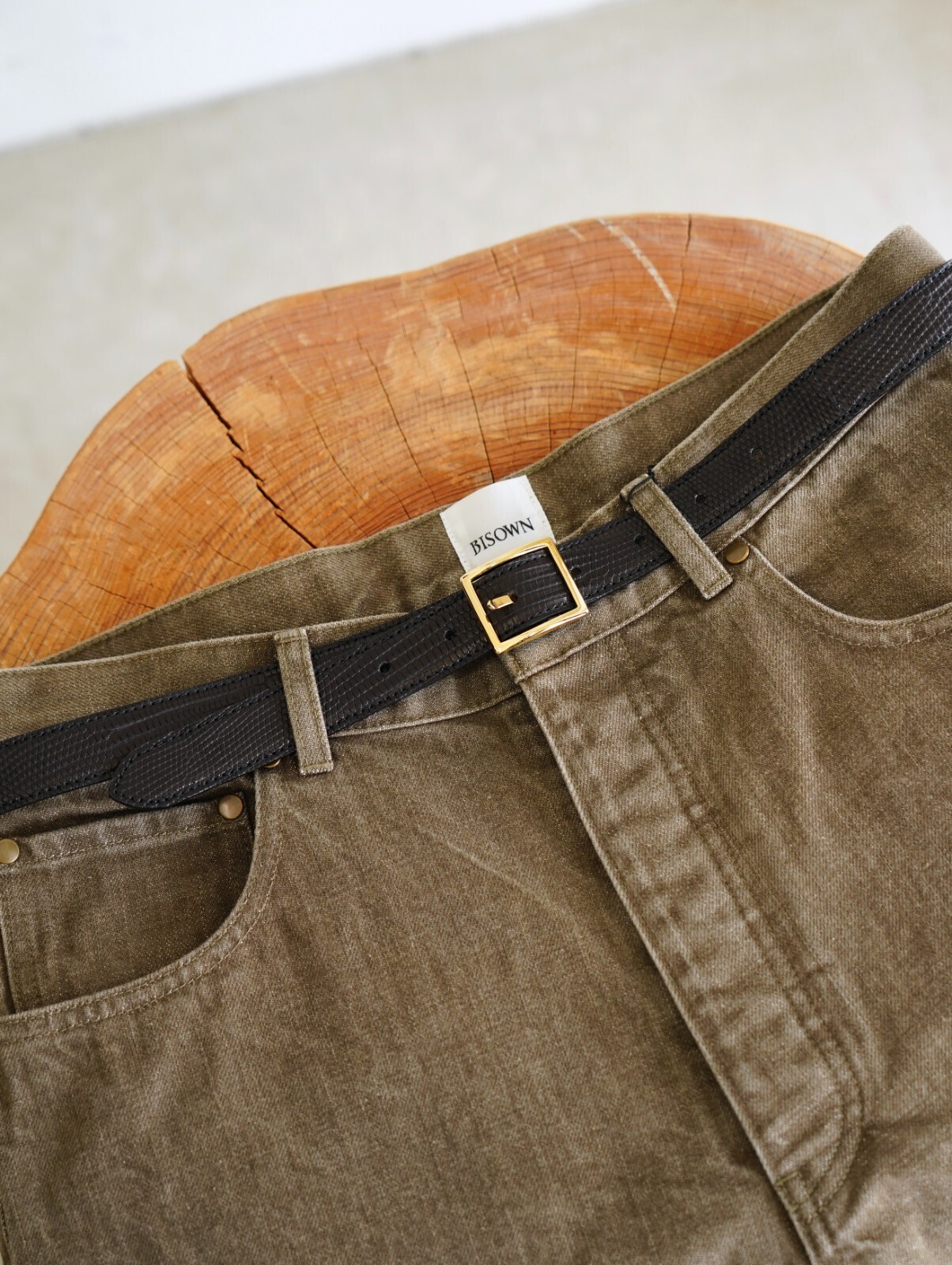 BISOWN WOMENS & MENS LIZARD CLASSIC SQUARE BELT 写真10