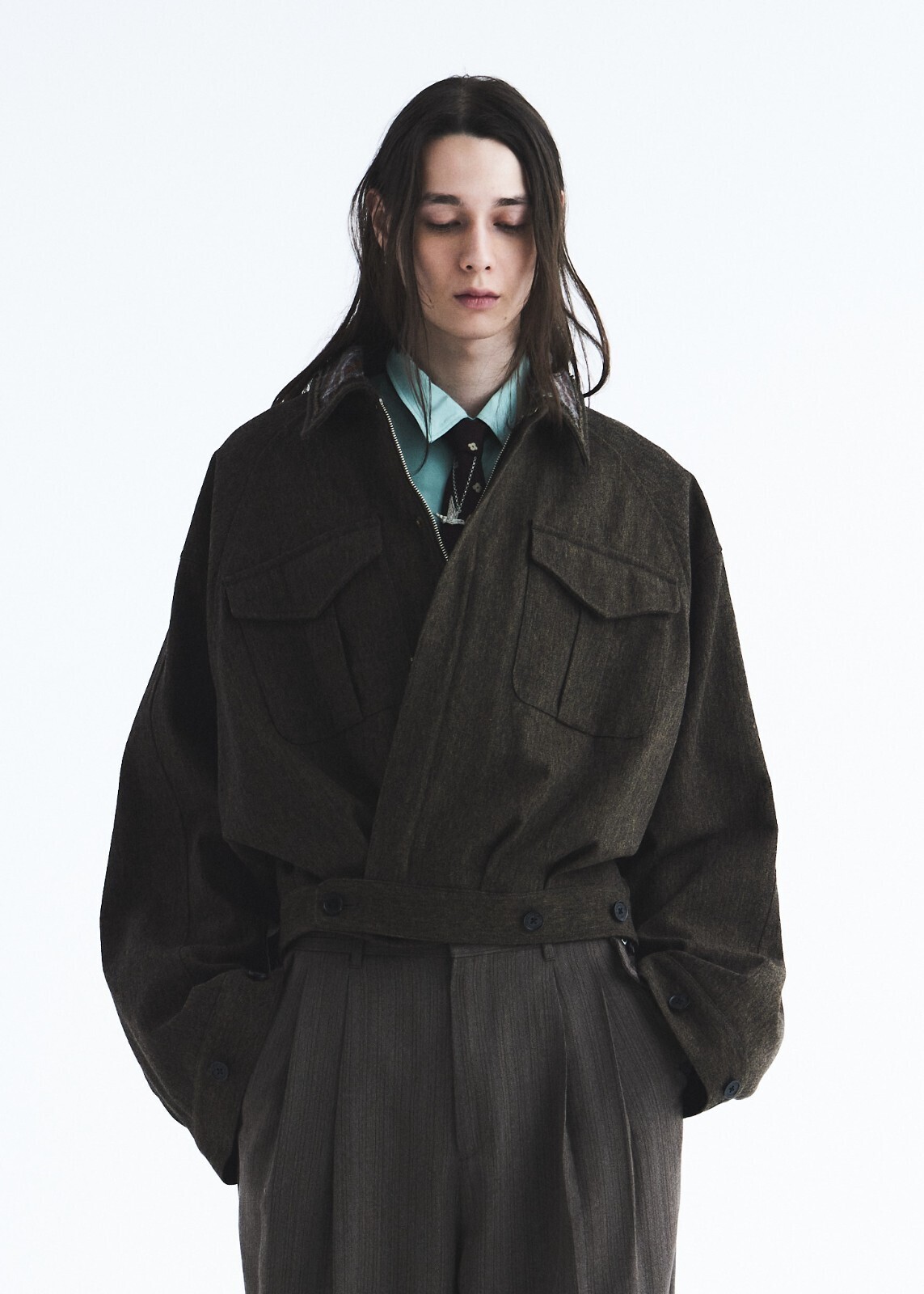 DAIRIKU 남성 "Big Sleeve” Shining Collar Military Jacket 이미지10