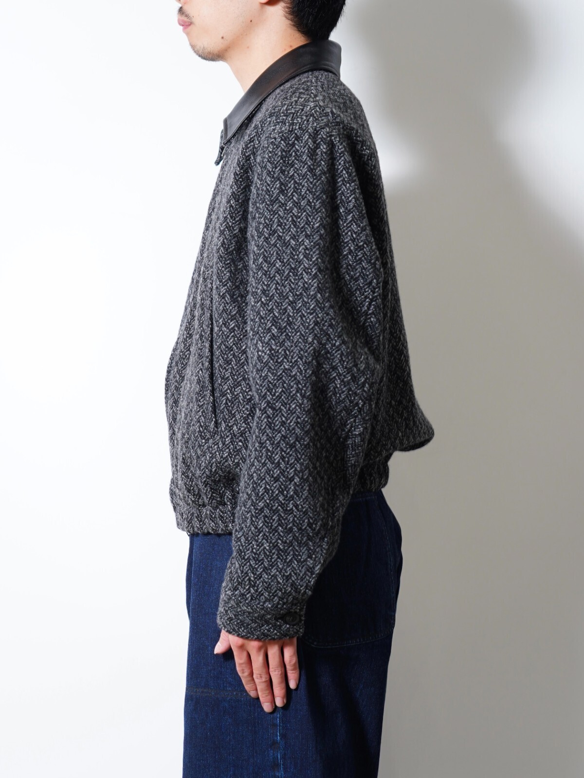 YOKE MENS Herringbone Tweed Zip Blouson IMAGE13