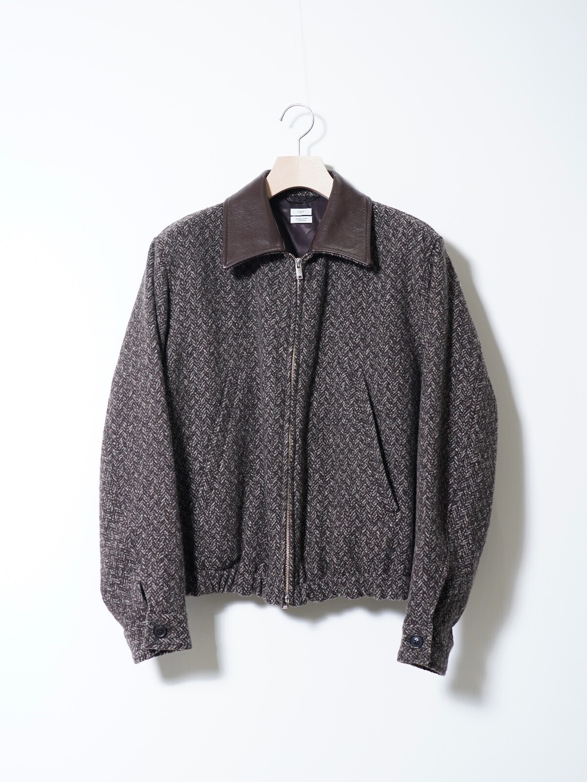 YOKE MENS Herringbone Tweed Zip Blouson IMAGE1