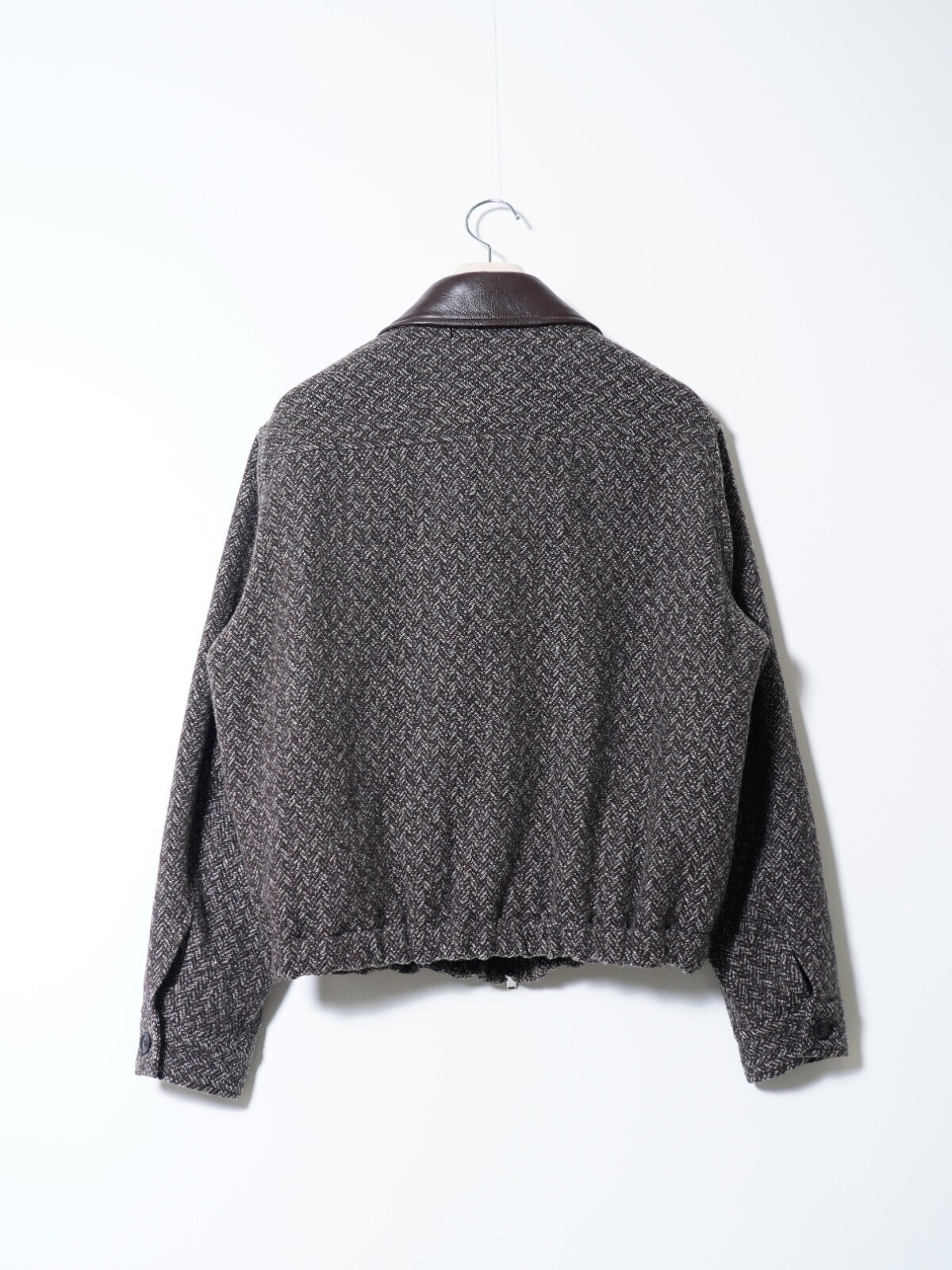 YOKE MENS Herringbone Tweed Zip Blouson IMAGE2