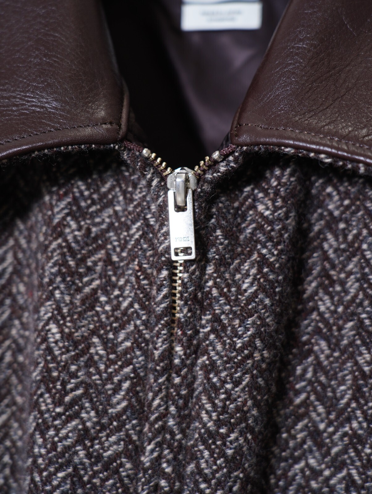 YOKE MENS Herringbone Tweed Zip Blouson IMAGE4