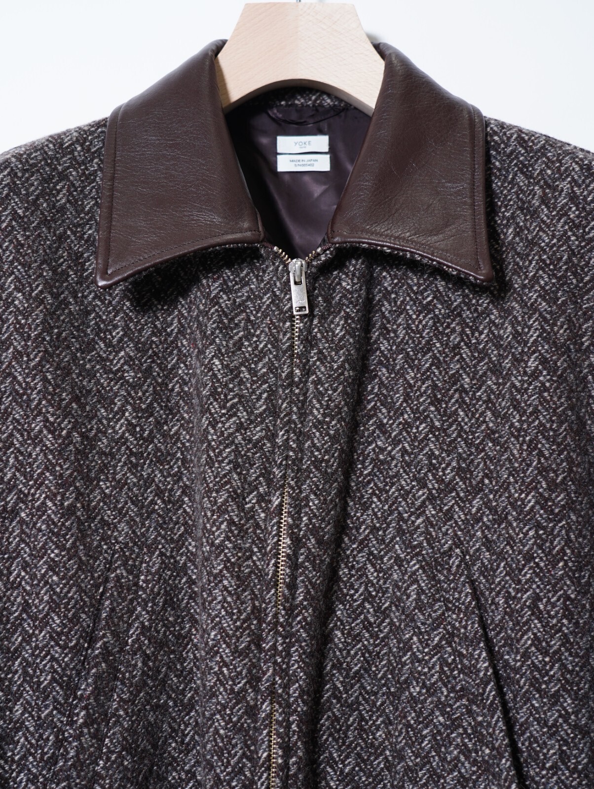 YOKE MENS Herringbone Tweed Zip Blouson IMAGE3