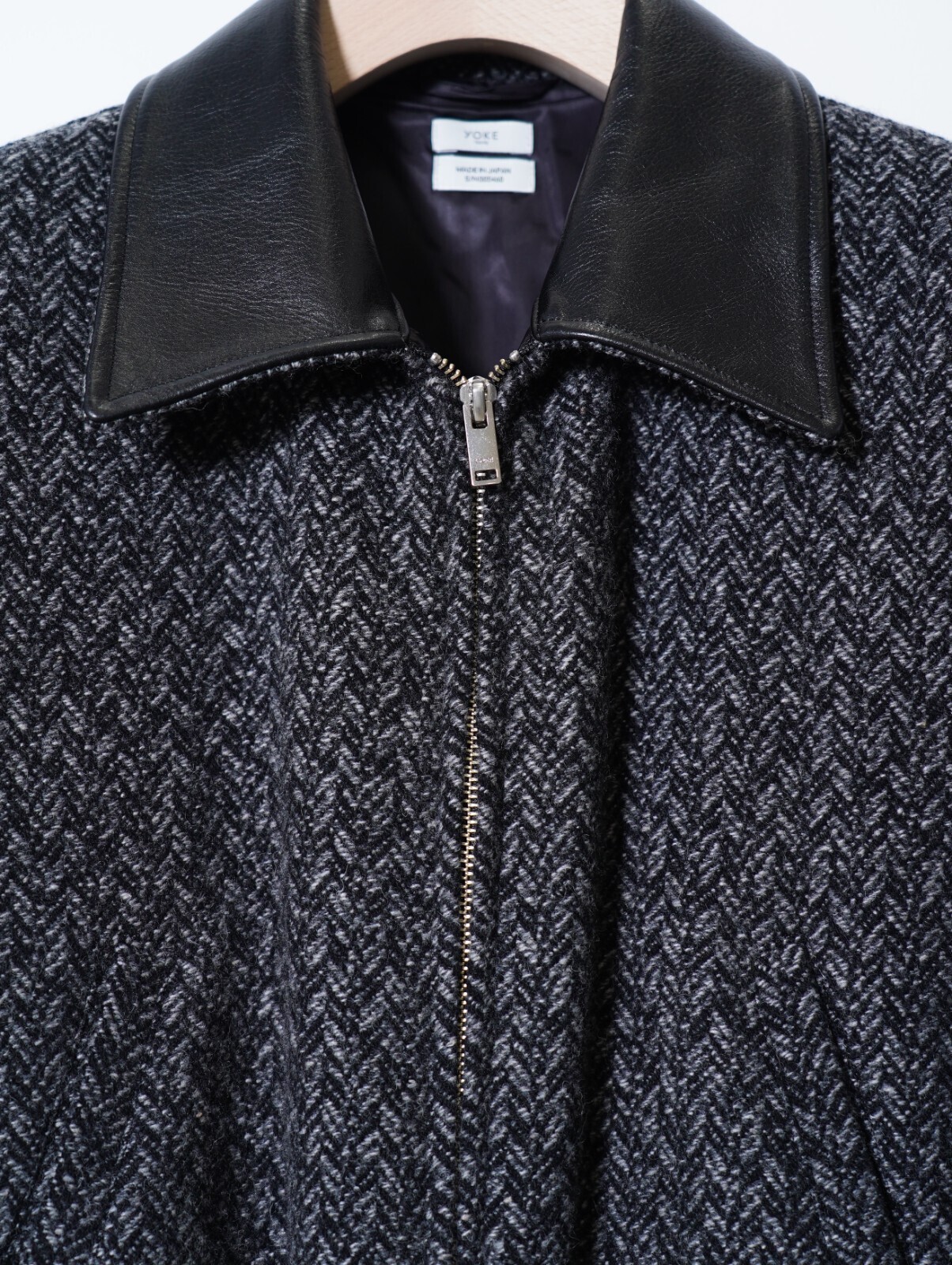 YOKE MENS Herringbone Tweed Zip Blouson IMAGE14