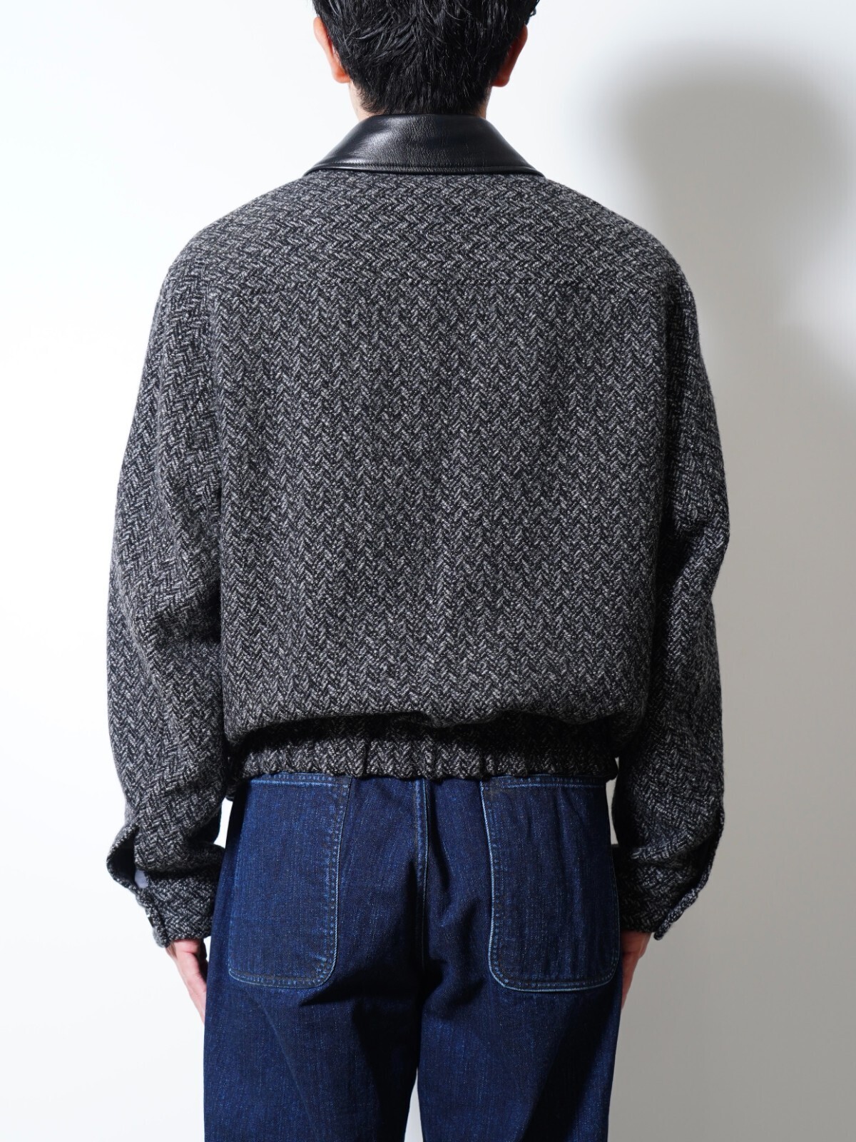 YOKE MENS Herringbone Tweed Zip Blouson IMAGE14