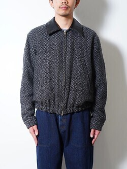 YOKE MENS Herringbone Tweed Zip Blouson IMAGE12