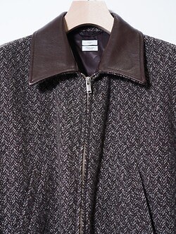 YOKE MENS Herringbone Tweed Zip Blouson IMAGE3