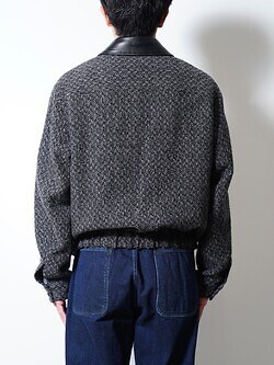 YOKE MENS Herringbone Tweed Zip Blouson IMAGE14