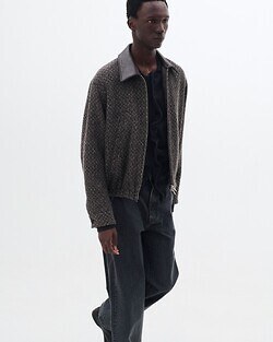 YOKE MENS Herringbone Tweed Zip Blouson IMAGE11