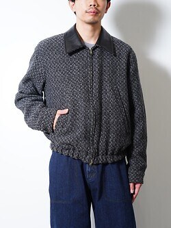 YOKE MENS Herringbone Tweed Zip Blouson IMAGE15