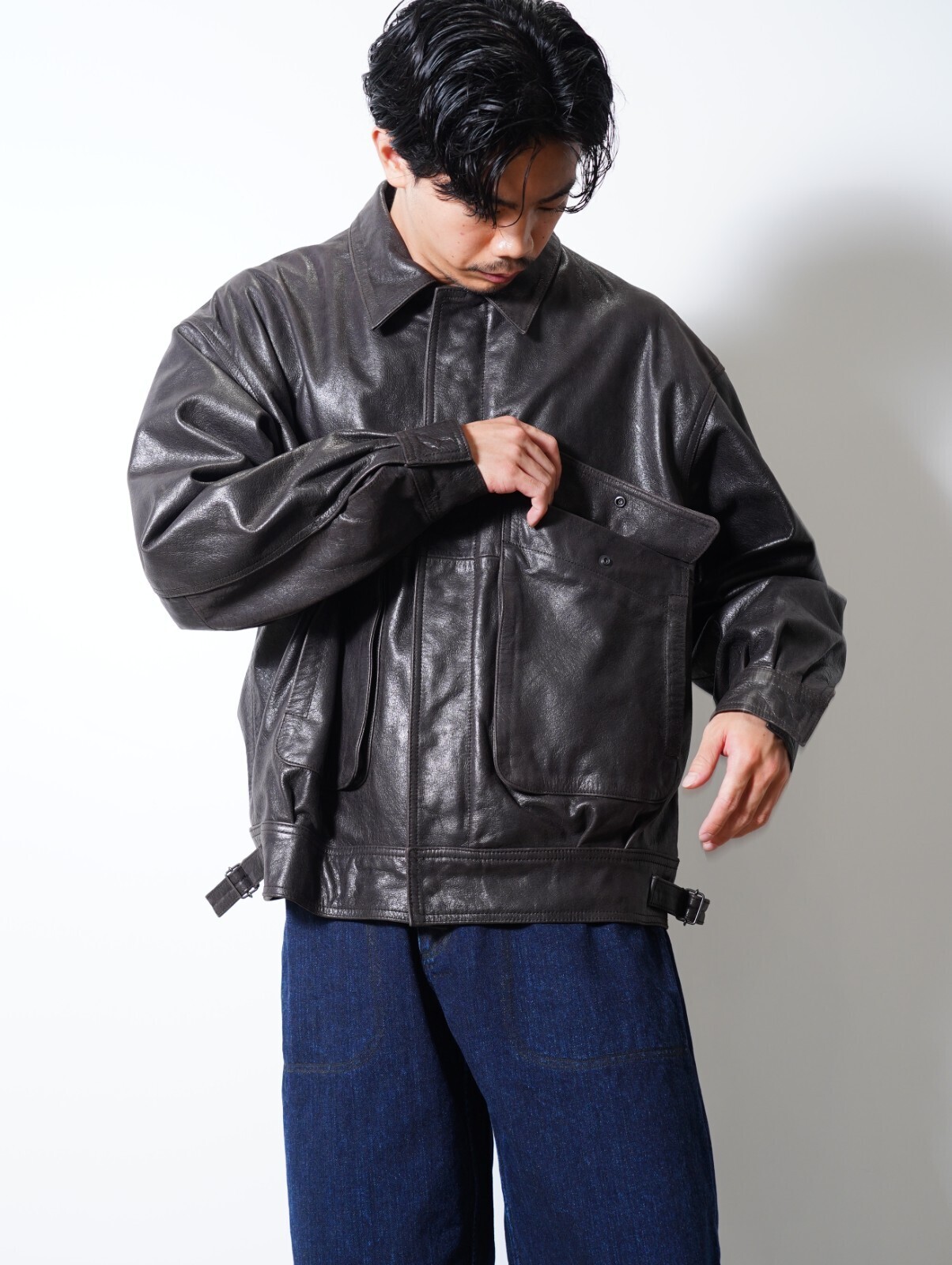 ヨーク メンズ レザーフライトジャケット 写真19
