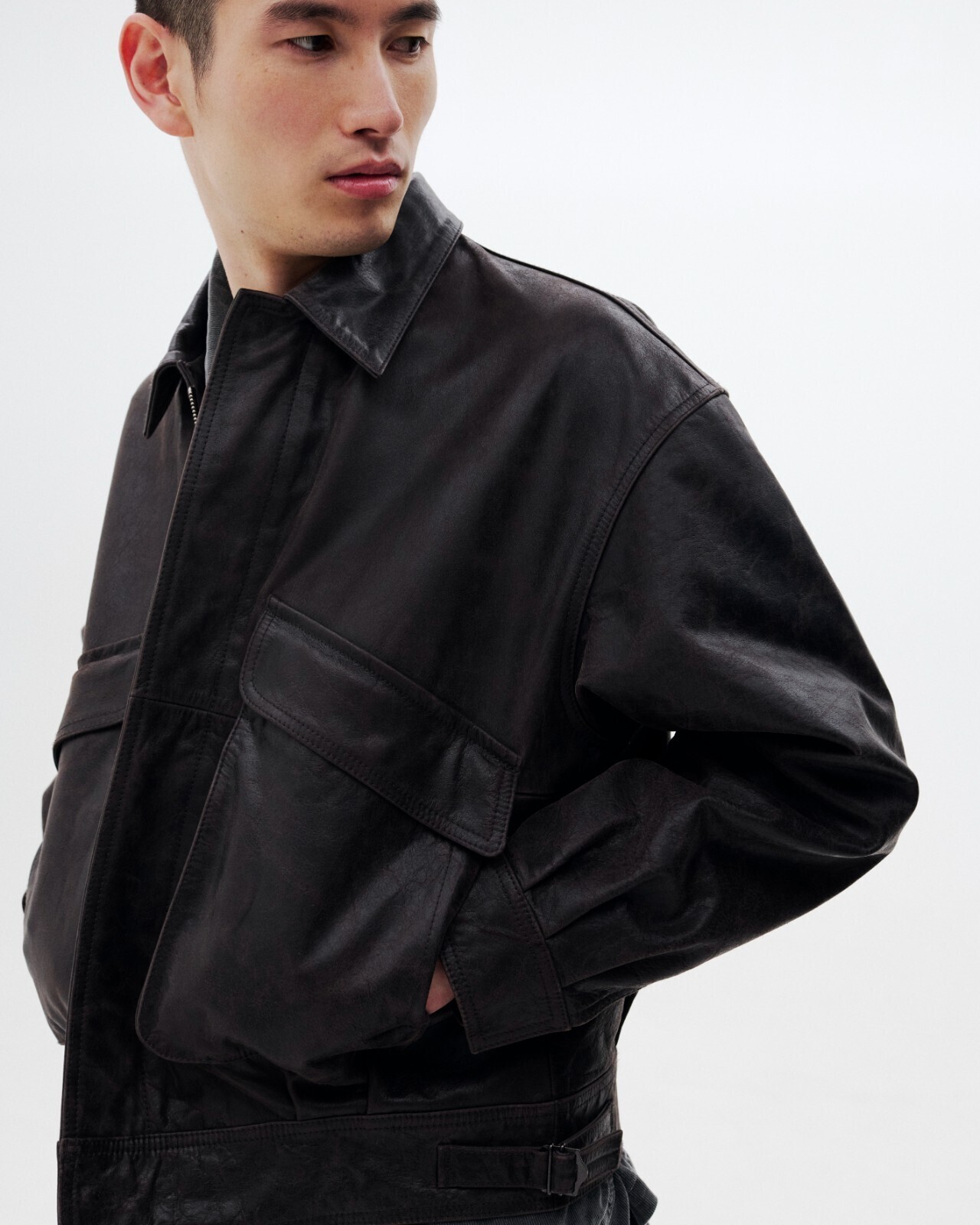 YOKE MENS Leather Flight Jacket IMAGE15