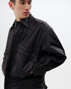 YOKE MENS Leather Flight Jacket IMAGE15