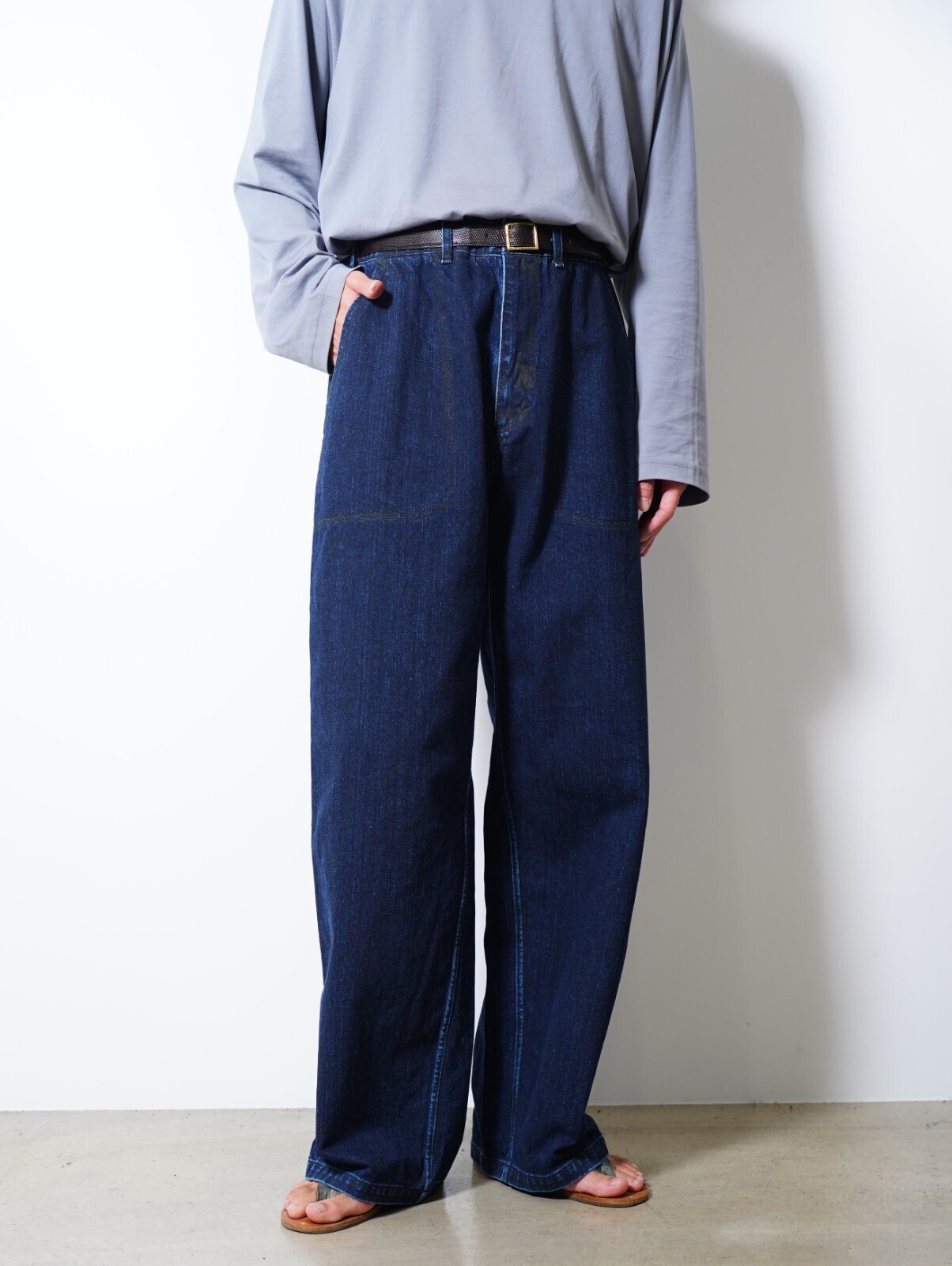 NULABEL MENS URUSHI COATED DENIM BAKER TROUSERS IMAGE13