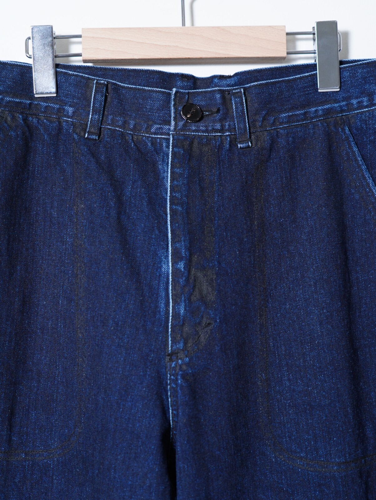 NULABEL MENS URUSHI COATED DENIM BAKER TROUSERS IMAGE4