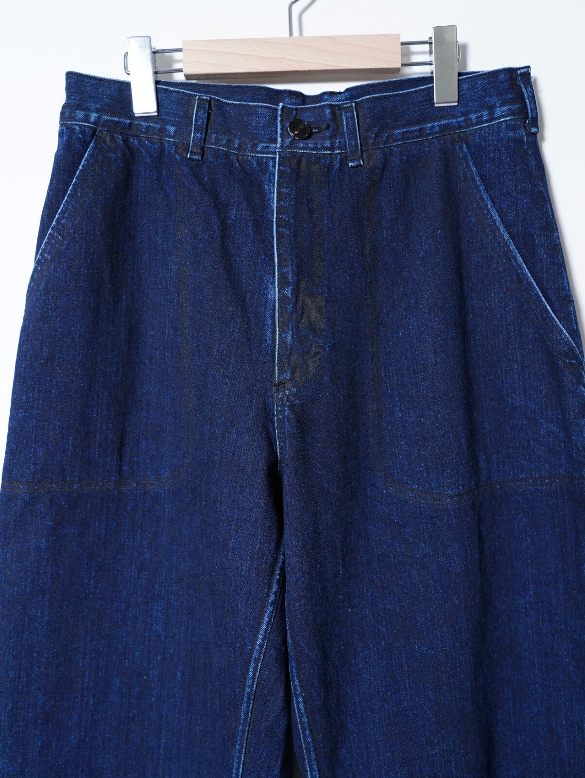 NULABEL MENS URUSHI COATED DENIM BAKER TROUSERS IMAGE3