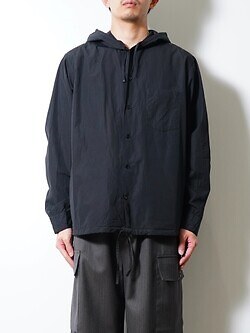 NULABEL MENS GARMENT DYED HOODED SHIRT IMAGE1