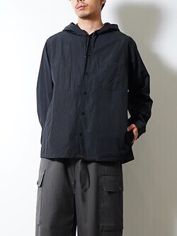 NULABEL MENS GARMENT DYED HOODED SHIRT IMAGE4