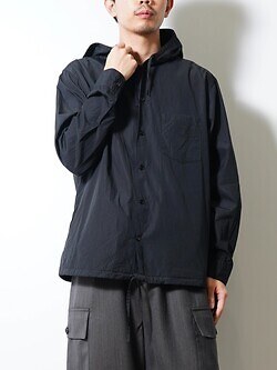 NULABEL MENS GARMENT DYED HOODED SHIRT IMAGE5